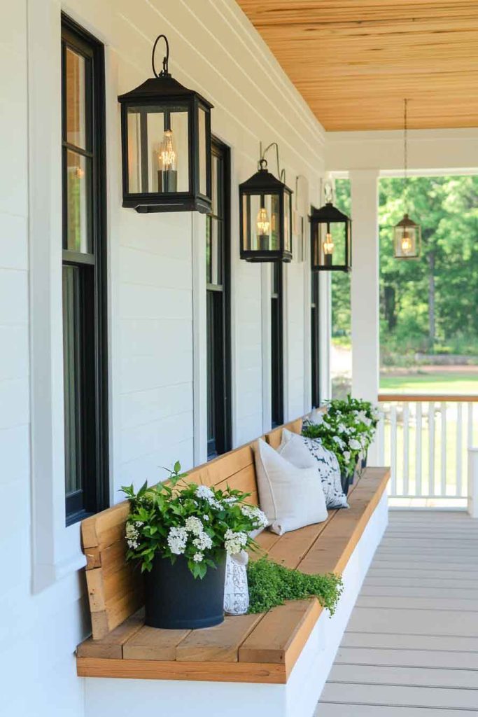 Modern Farmhouse Porch with Rustic-Contemporary Blend