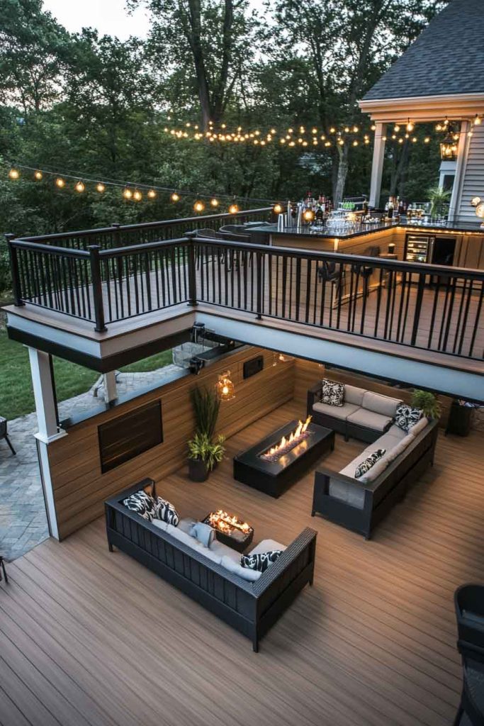 Entertaining-Focused Deck with Bar and Lounge Levels