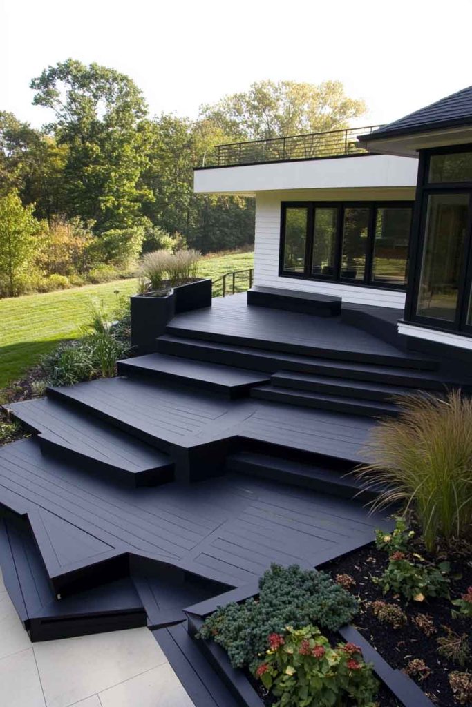  Contemporary Angular Deck with Geometric Levels