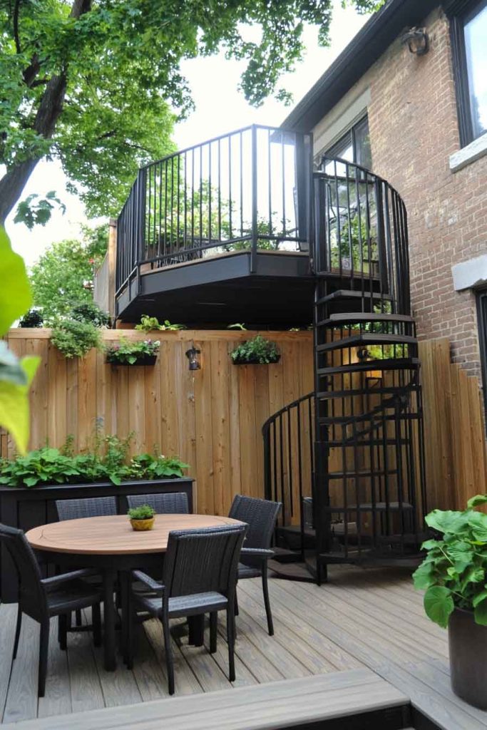 Compact Two-Level Townhouse Deck