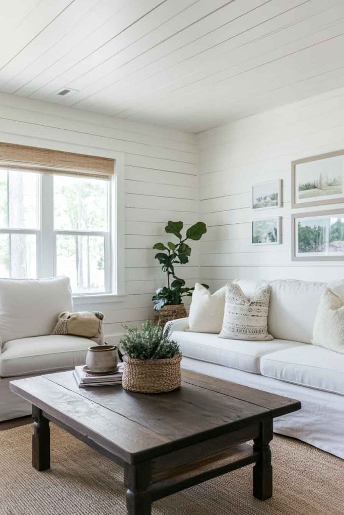 Classic White Shiplap Living Room
