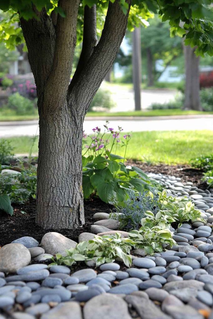 River Rock Mulch Around Trees