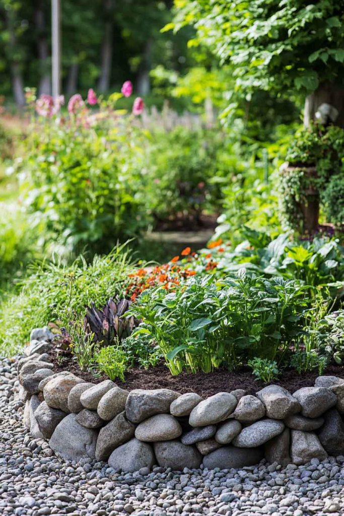 River Rock Planter Beds