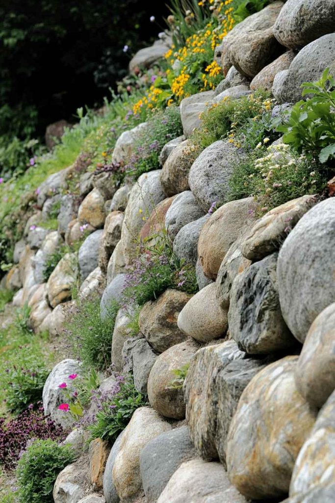 River Rock Retaining Wall