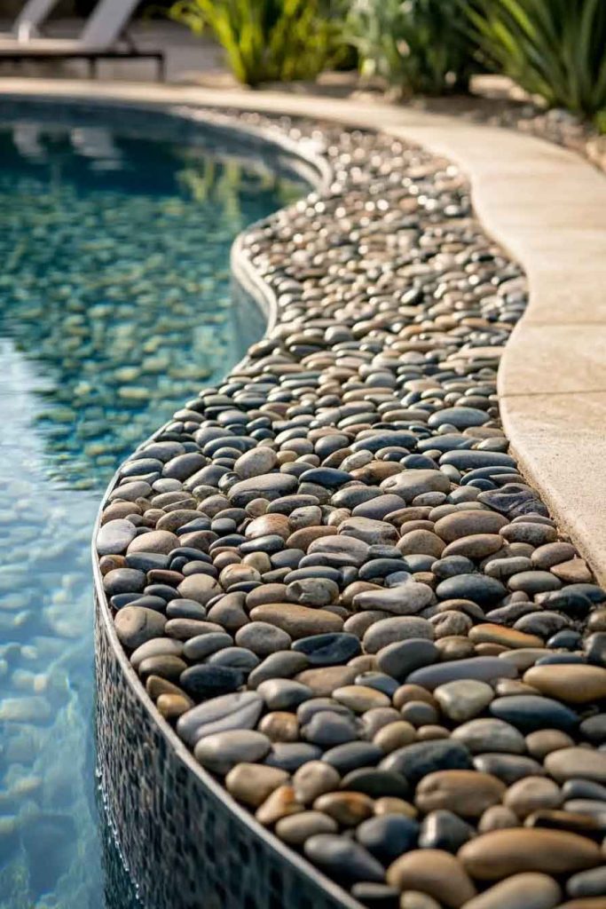 River Rock Around a Swimming Pool