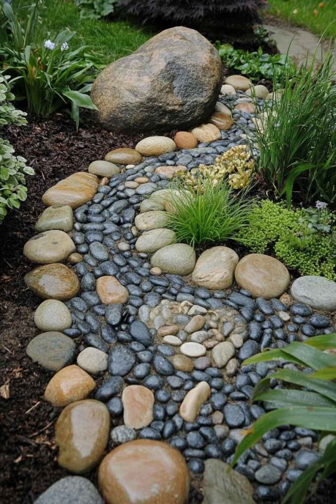 Decorative River Rock Accent Areas