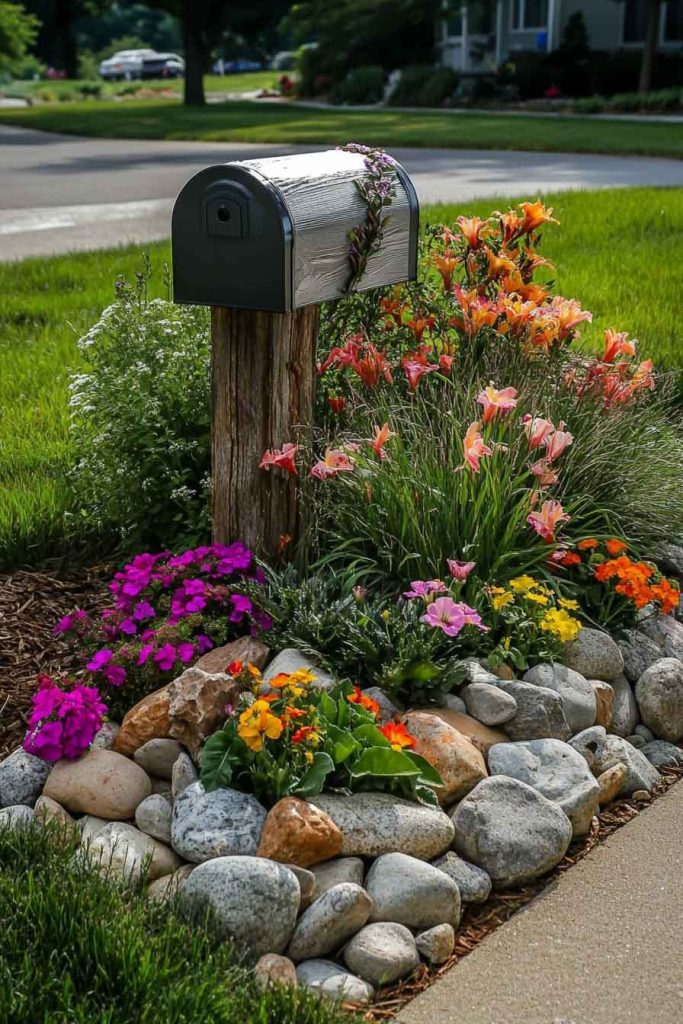 River Rock Mailbox Landscaping