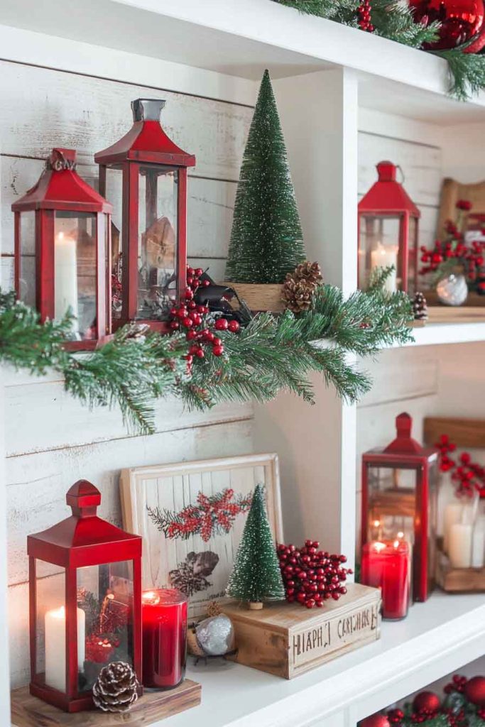 Farmhouse Christmas Shelf Display