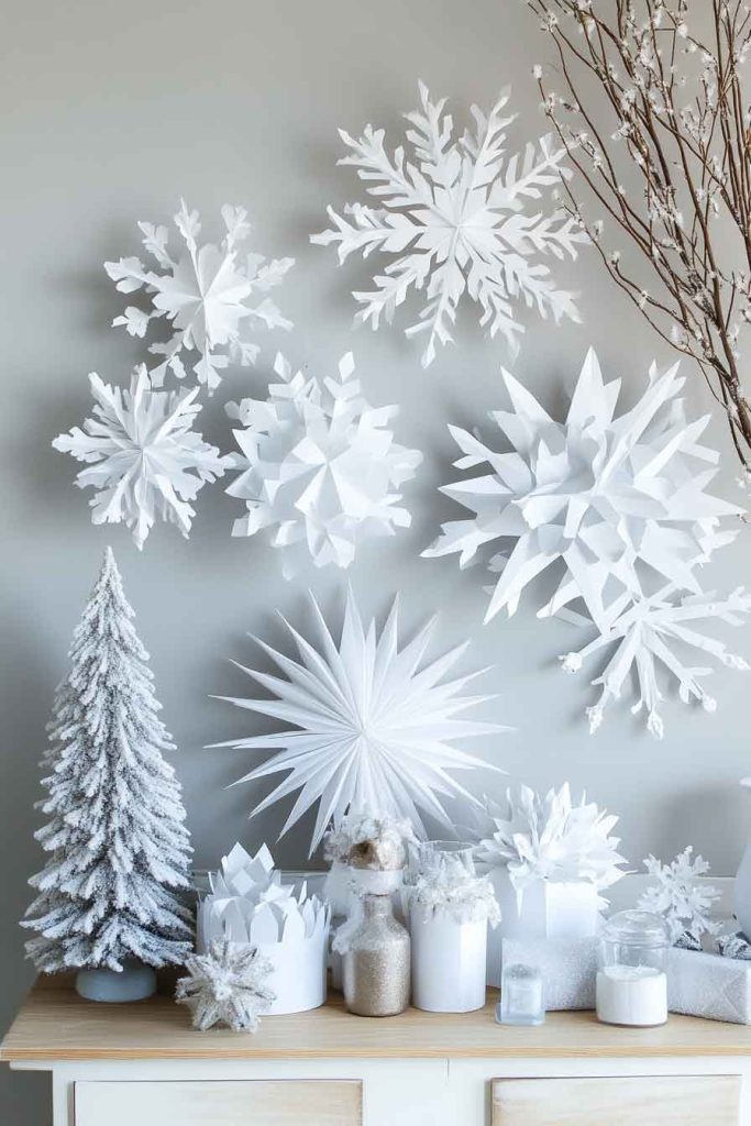 DIY Paper Snowflake Display