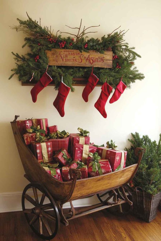 Vintage Christmas Sleigh Display