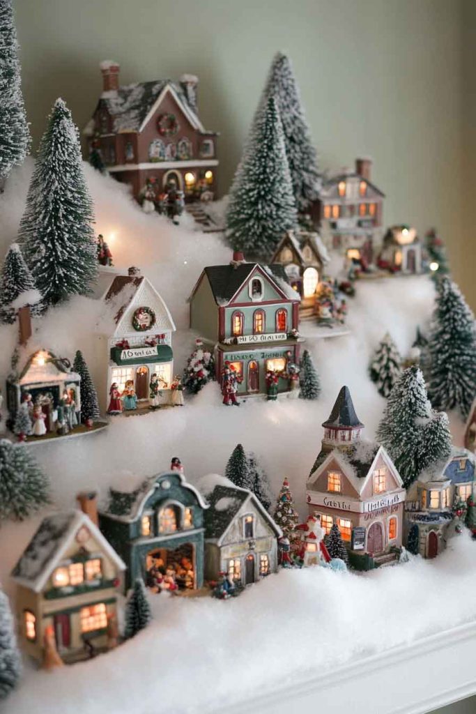 Christmas Village Shelf Scene