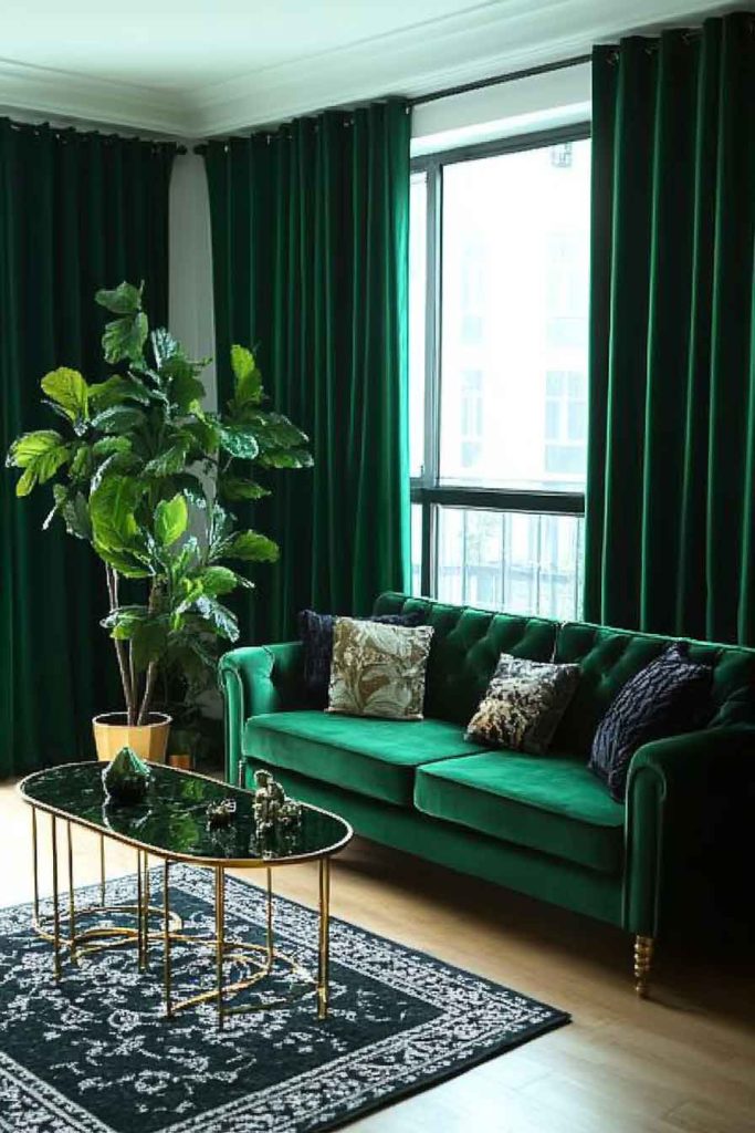 Use Dark Green Curtains