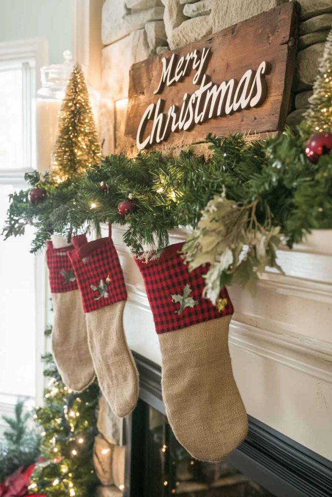 Rustic Farmhouse Christmas Fireplace