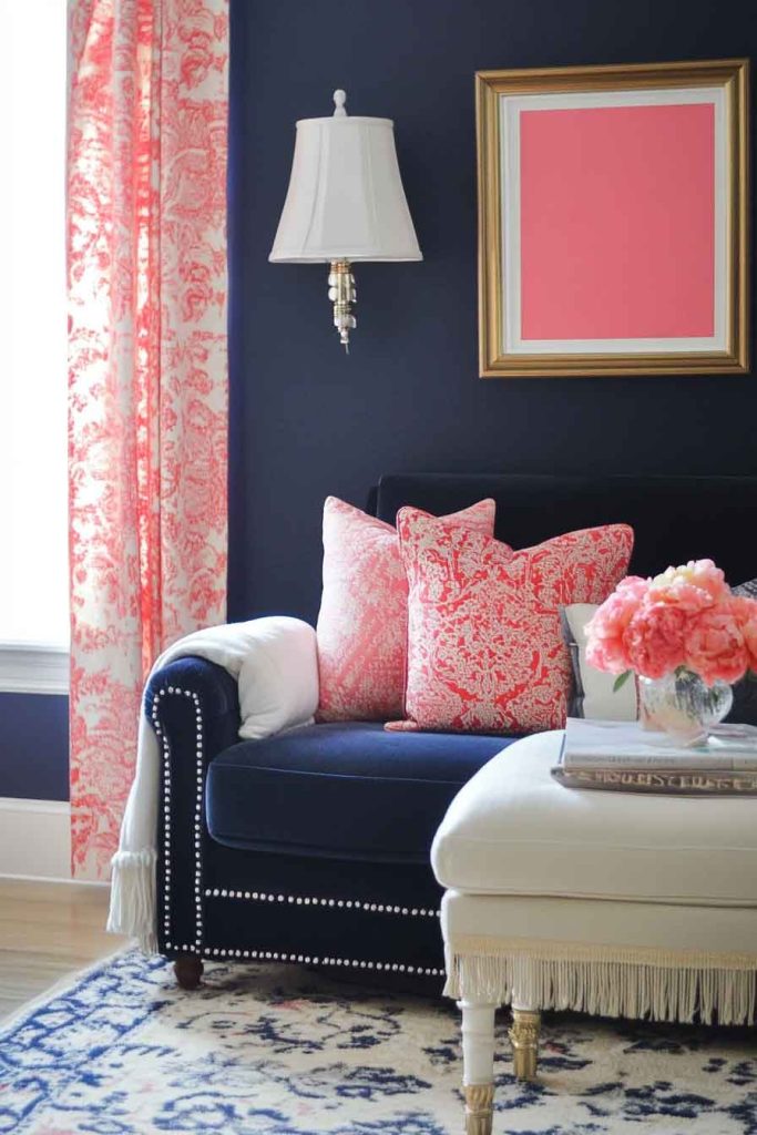 Navy Blue and Pink Combination