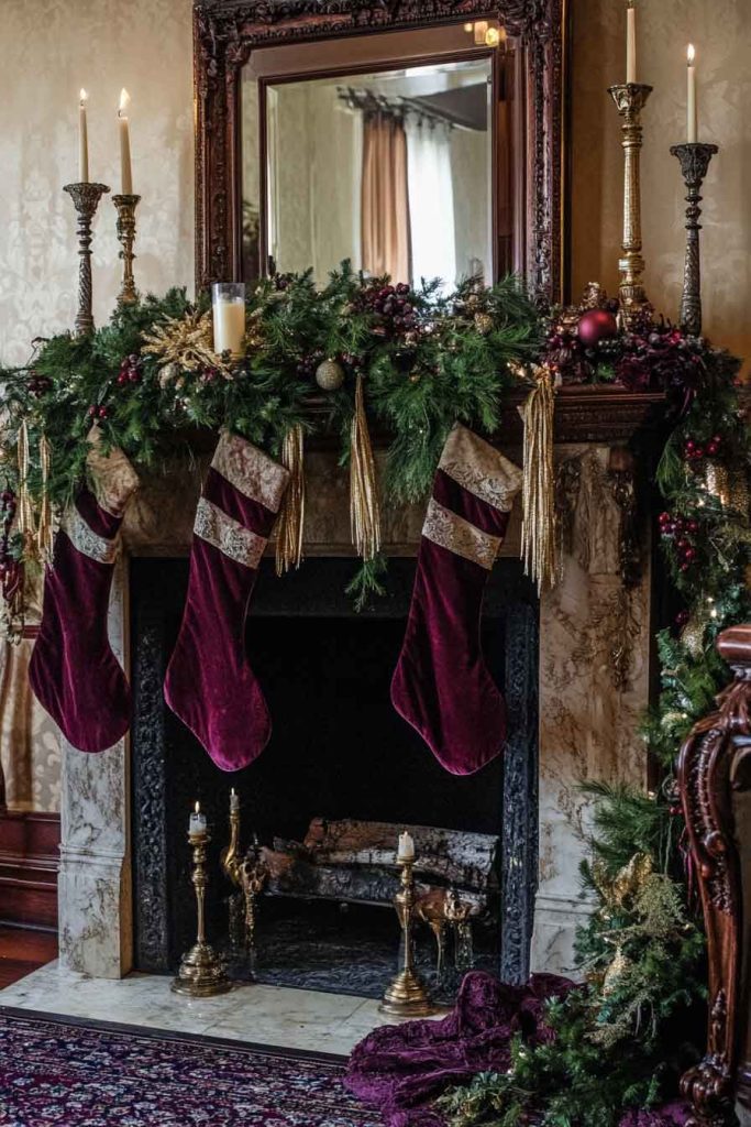 Vintage Victorian Christmas Fireplace