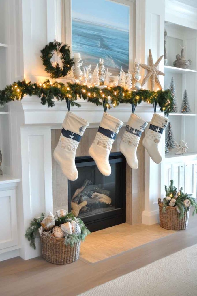Coastal Christmas Fireplace