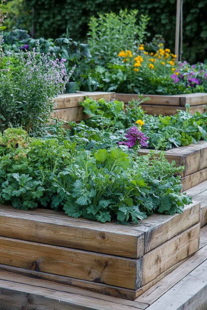 Raised Bed with Built-In Seating