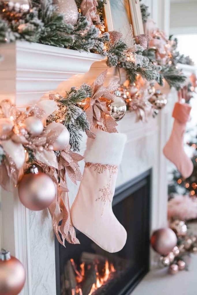 Rosé Gold Christmas Fireplace