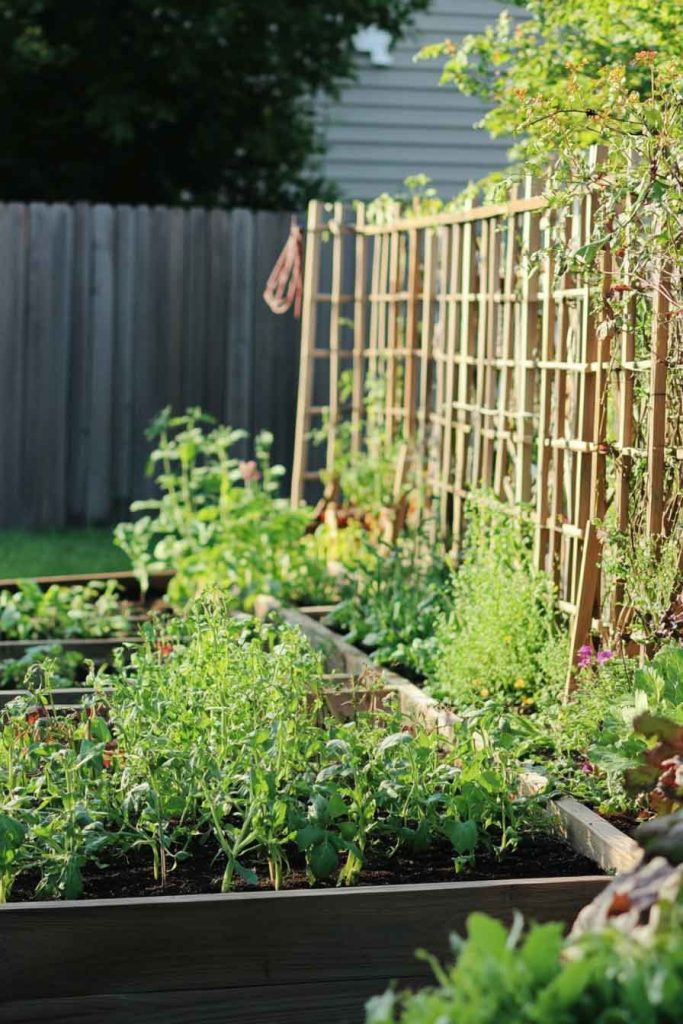 Raised Bed with Trellis Wall