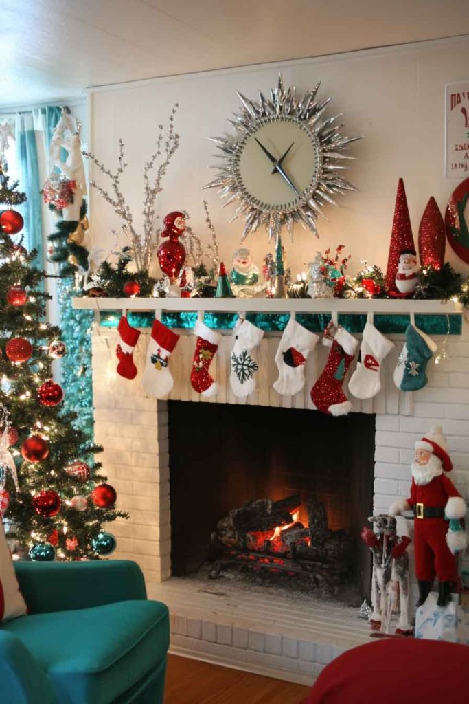 Retro Mid-Century Christmas Fireplace