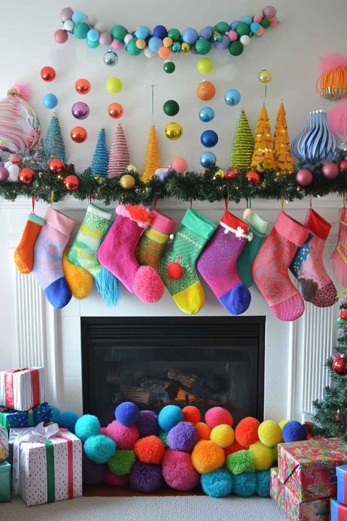 Rainbow Bright Christmas Fireplace
