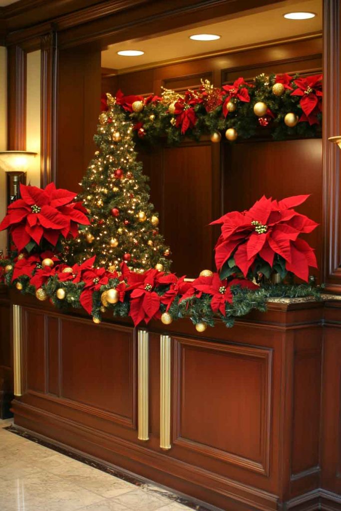 Classic Red and Gold Reception Desk Display