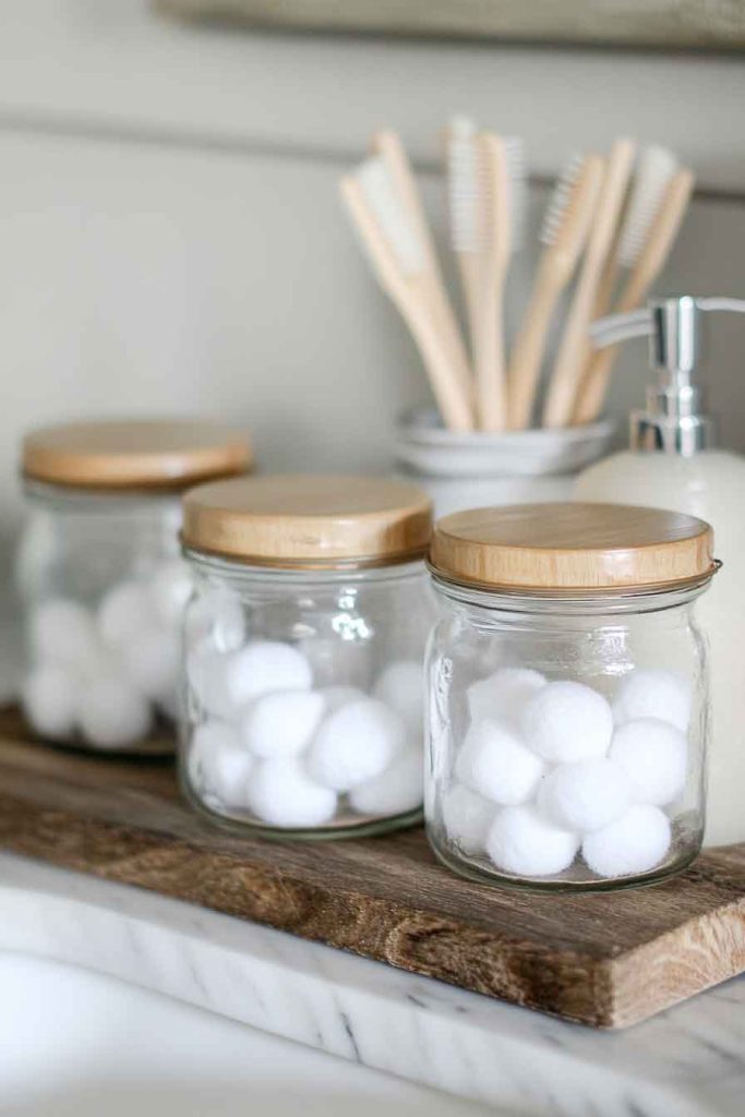 Use Mason Jars for Bathroom Storage