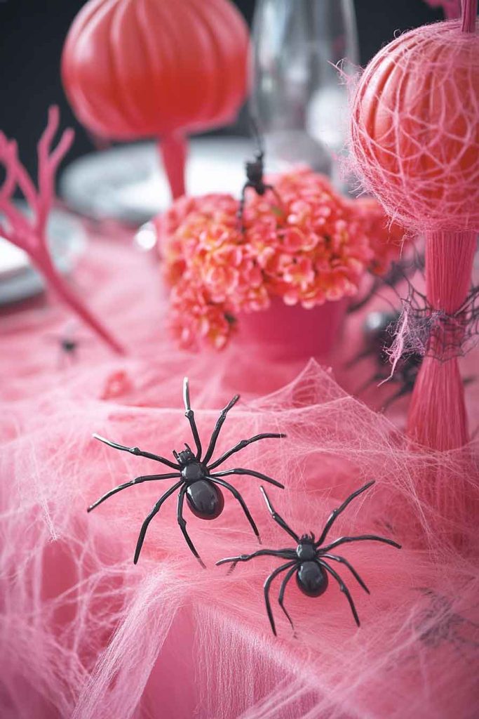 Pink Spiderweb Decorations