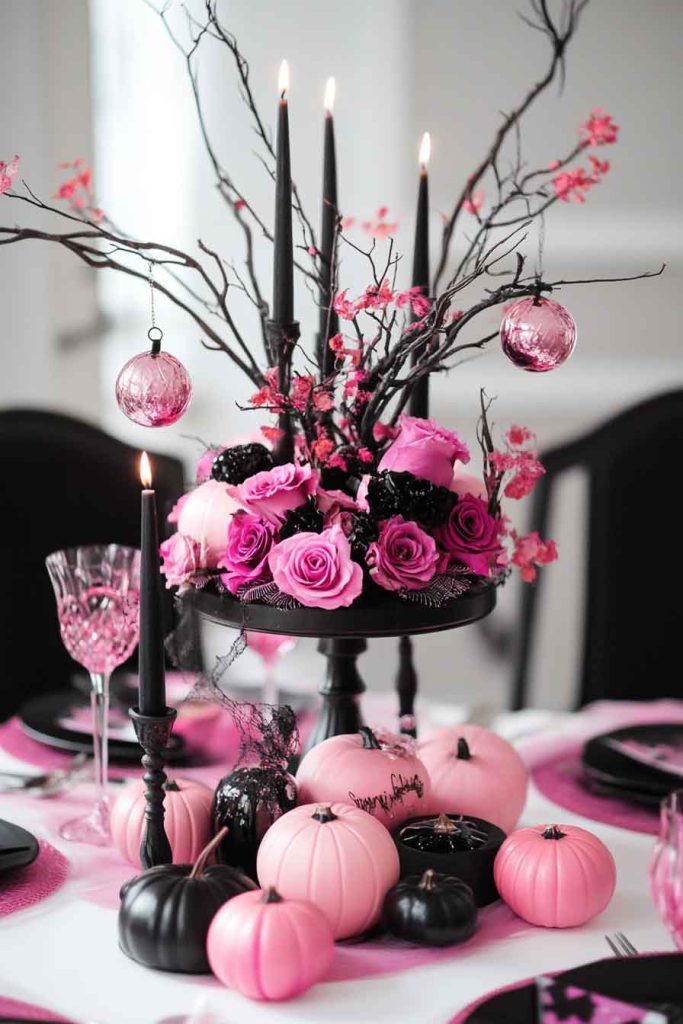 Pink Halloween Centerpieces