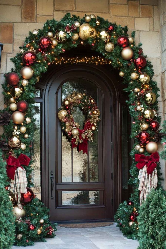 Evergreen Archway with Dimensional Ornaments