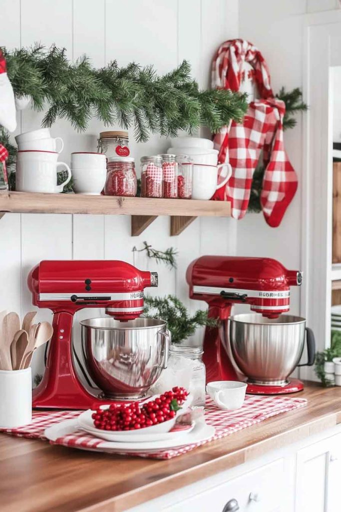 Classic Red and White Farmhouse Kitchen