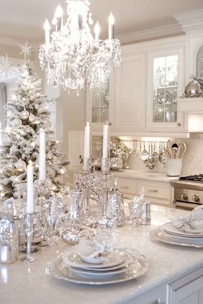 White and Silver Winter Wonderland Kitchen