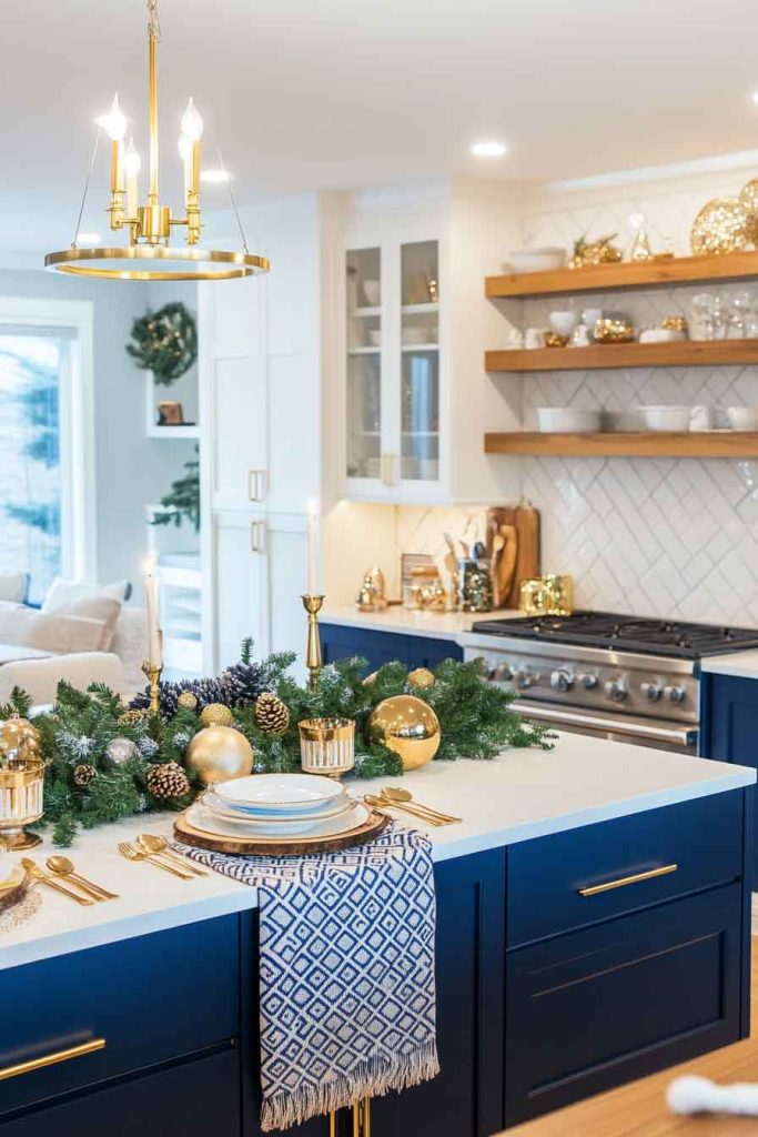 Elegant Navy and Gold Kitchen