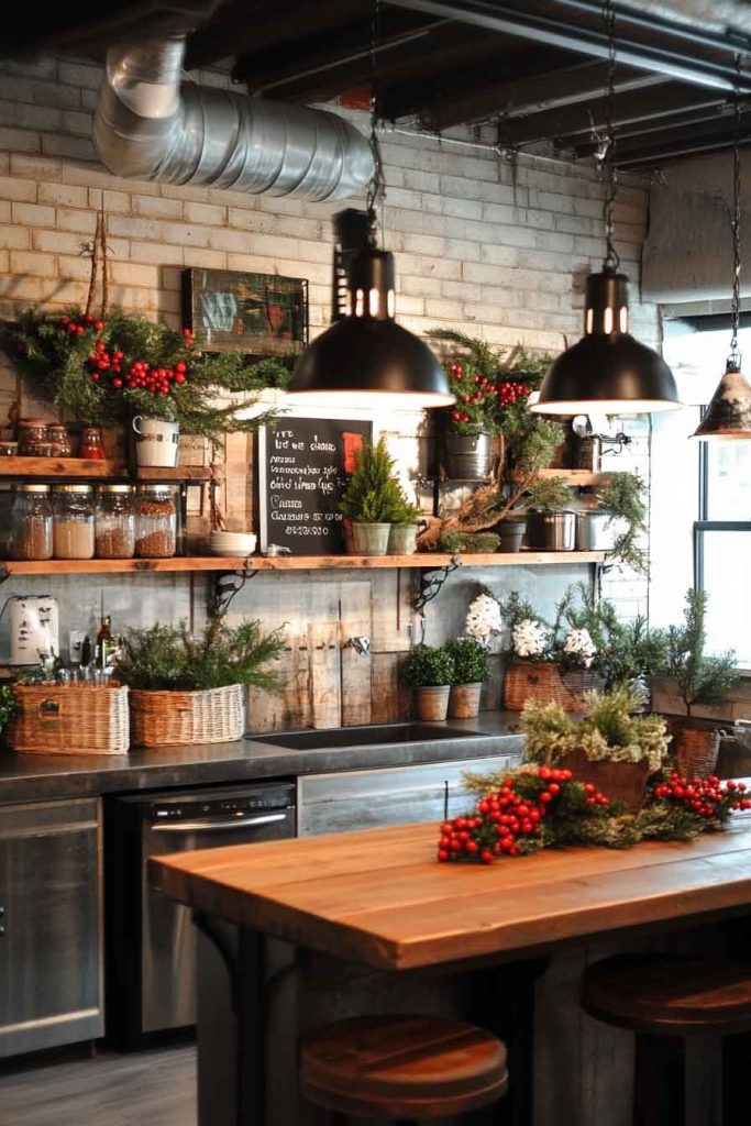 Industrial Farmhouse Christmas Kitchen