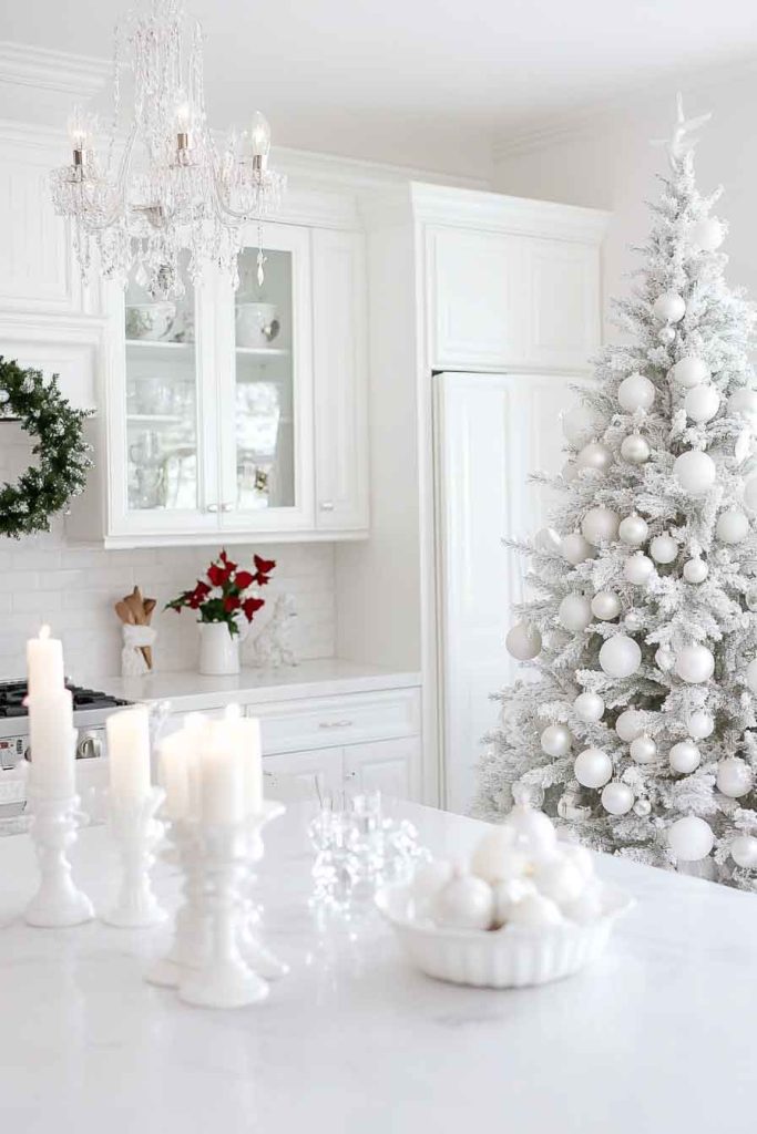 Elegant All-White Christmas Kitchen