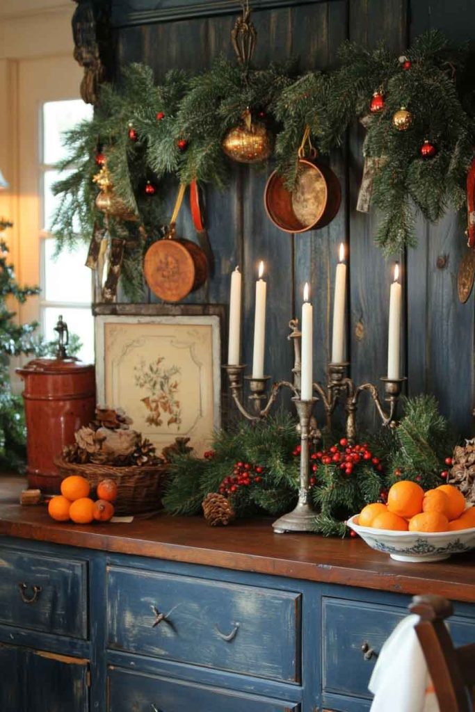 Traditional Colonial Christmas Kitchen