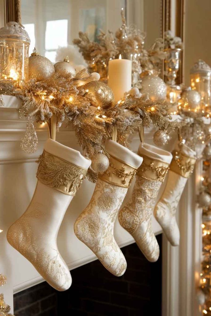 Elegant Gold and White Mantle Display