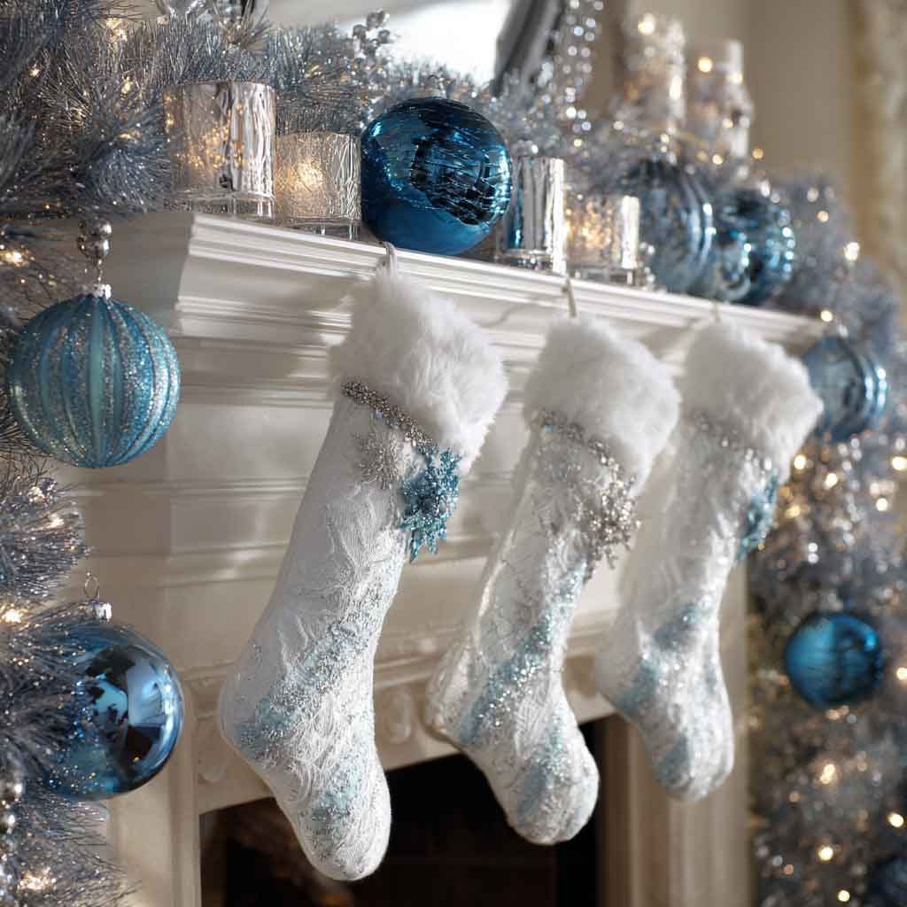 Glamorous Silver and Blue Mantle