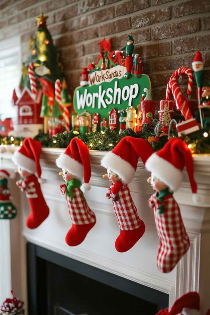 Whimsical Elf Workshop Mantle