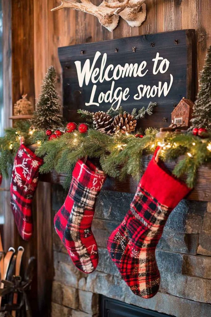 Mountain Lodge Christmas Mantle