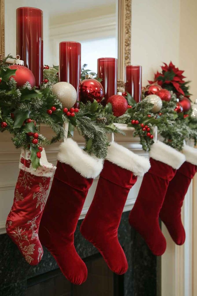 Bold Red Traditional Christmas Mantle