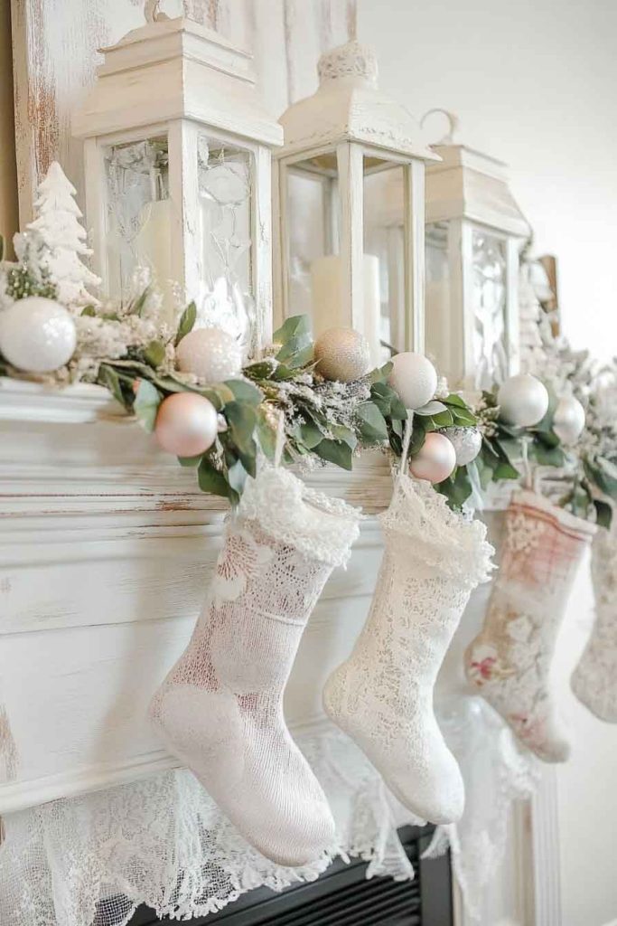 Shabby Chic Christmas Mantle
