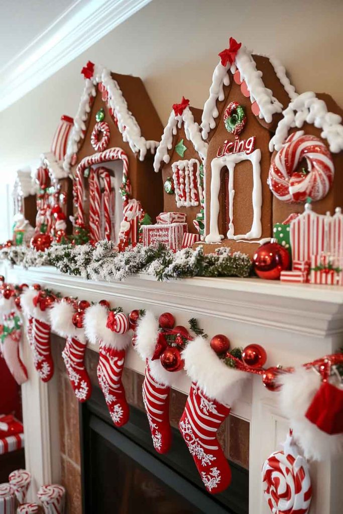 Gingerbread House Christmas Mantle
