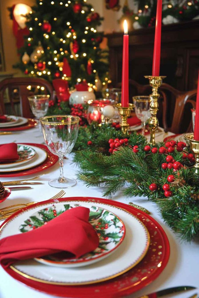 Classic Red and Green Christmas Table