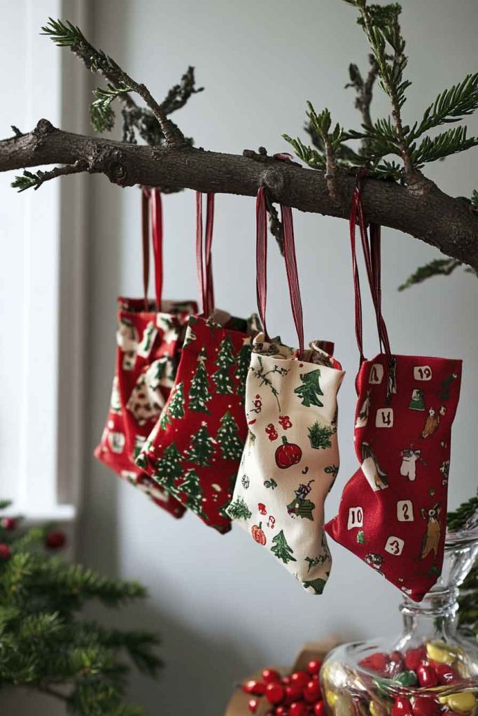 Advent Calendar Using Small Fabric Pouches
