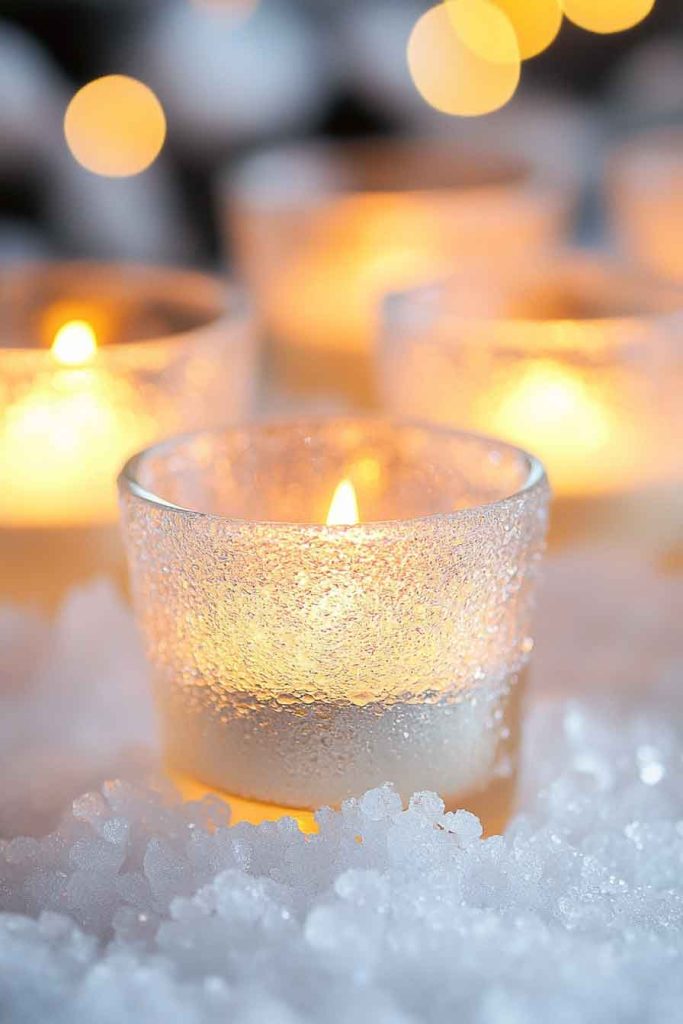 Frosted Epsom Salt Votive Holders