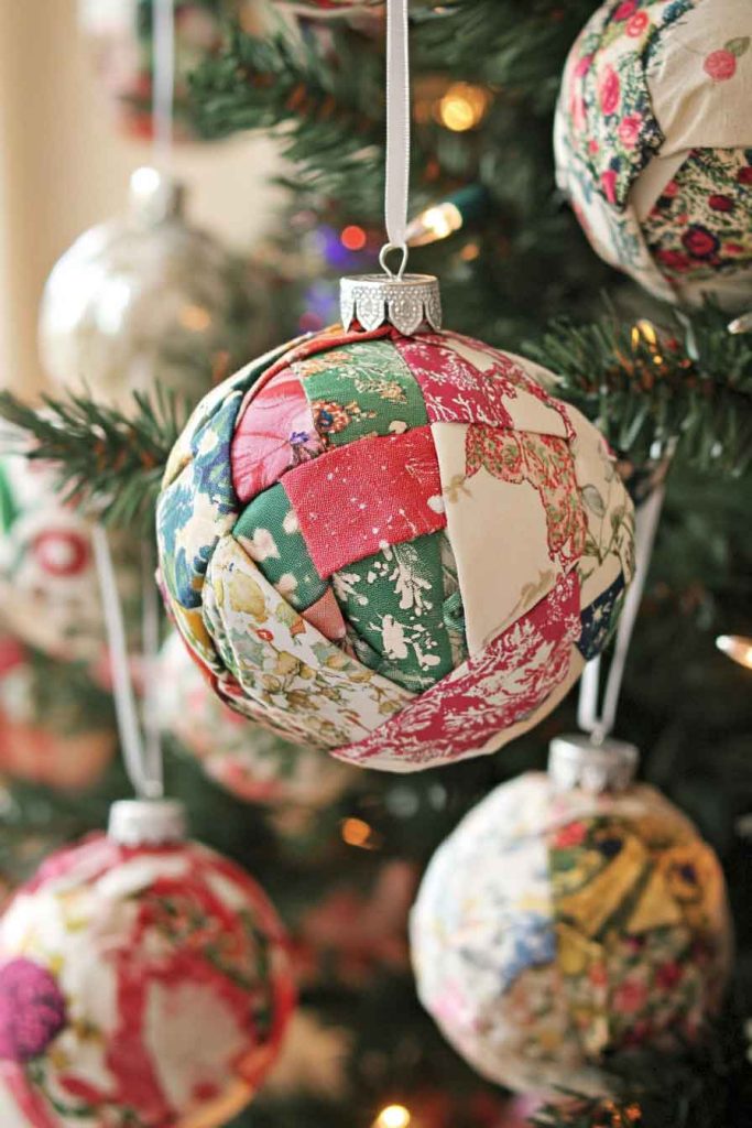 Fabric-Covered Ball Ornaments