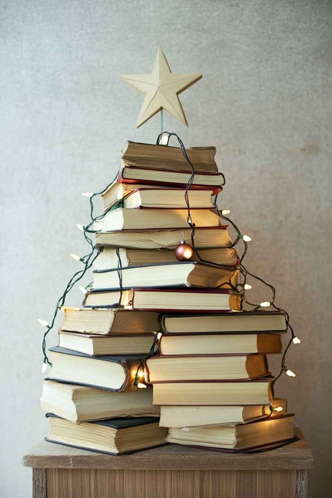 Stacked Book Christmas Tree
