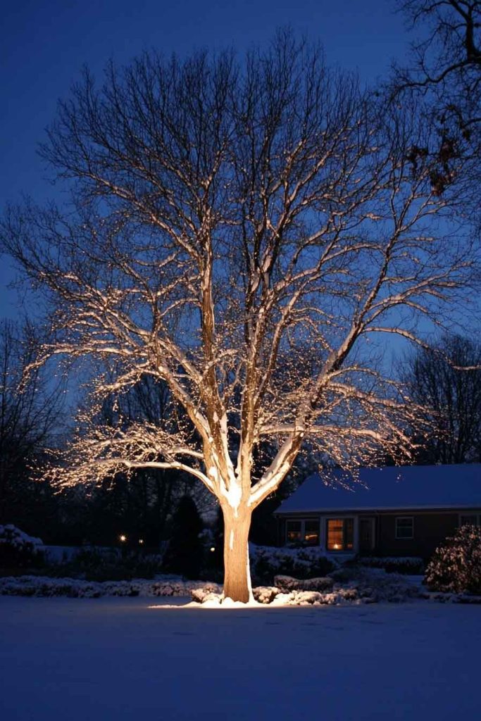 Tree Trunk Uplighting with Spotlights