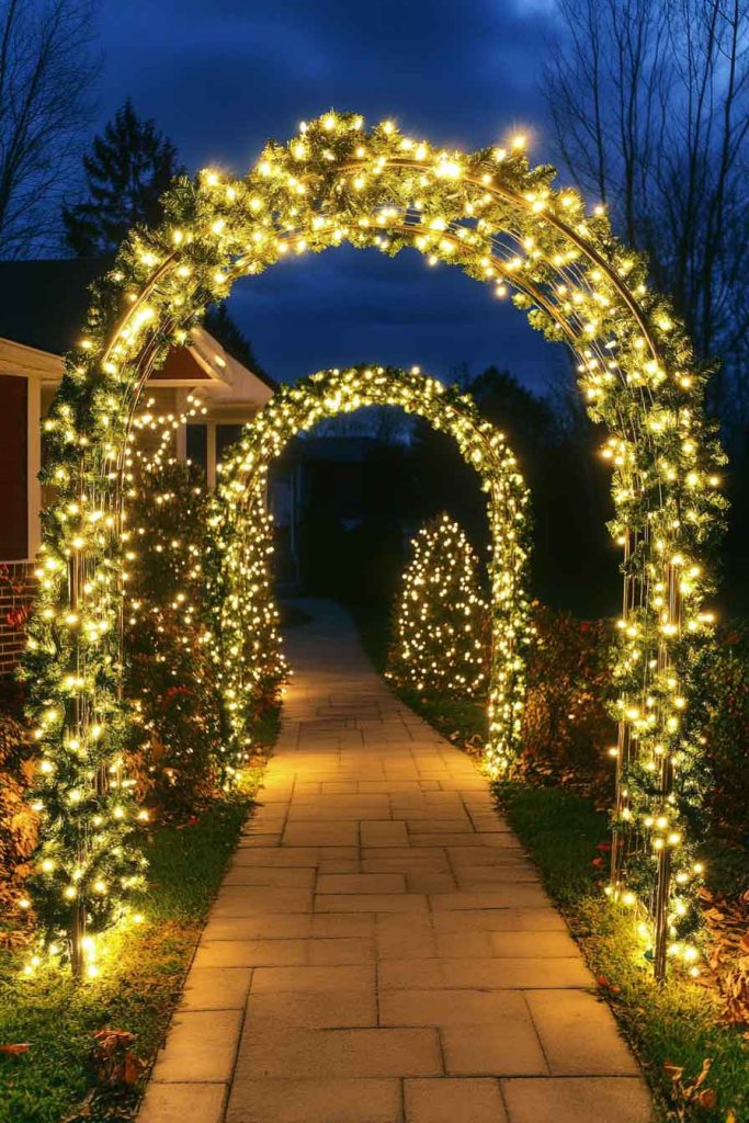 Lighted Archway Over Front Walk